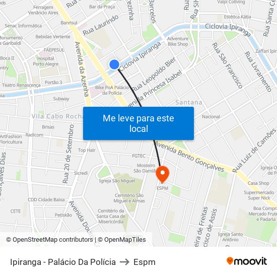 Ipiranga - Palácio Da Polícia to Espm map