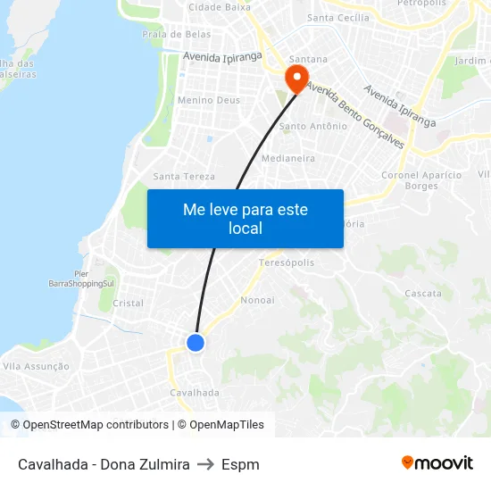 Cavalhada - Dona Zulmira to Espm map