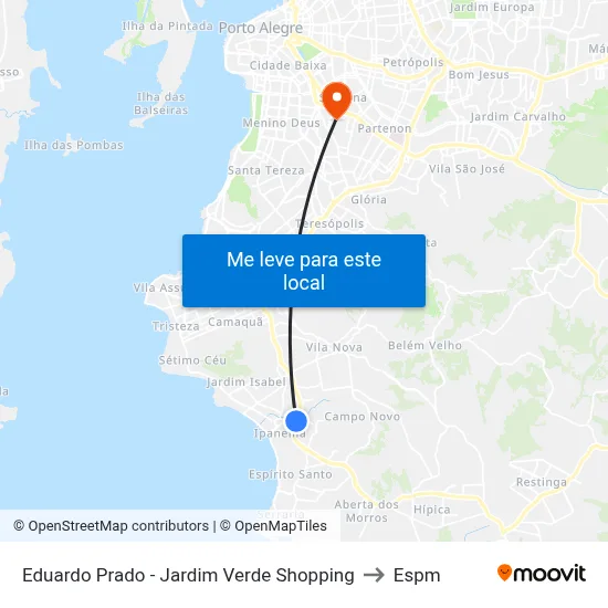 Eduardo Prado - Jardim Verde Shopping to Espm map