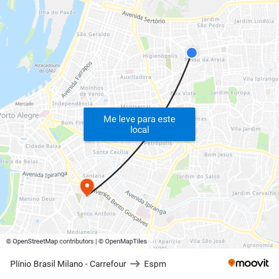 Plínio Brasil Milano - Carrefour to Espm map