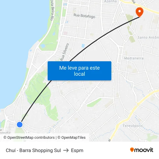 Chuí - Barra Shopping Sul to Espm map