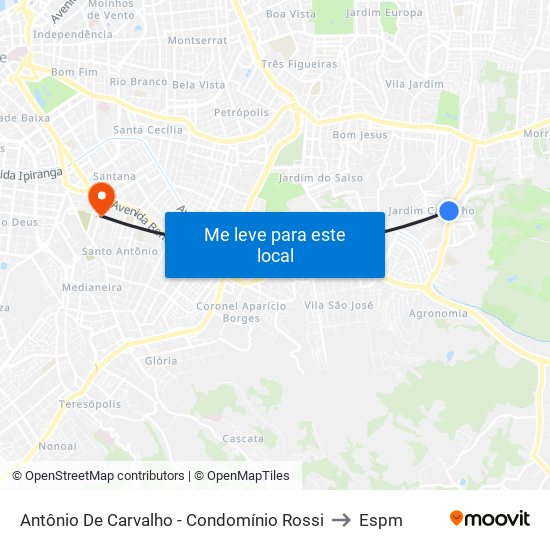 Antônio De Carvalho - Condomínio Rossi to Espm map