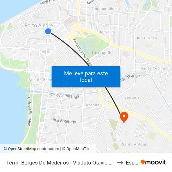 Term. Borges De Medeiros - Viaduto Otávio Rocha to Espm map