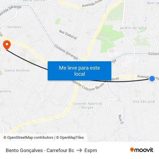 Bento Gonçalves - Carrefour Bc to Espm map