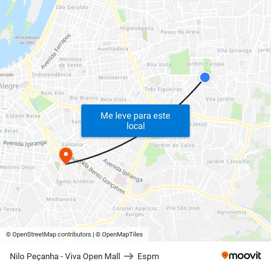 Nilo Peçanha - Viva Open Mall to Espm map