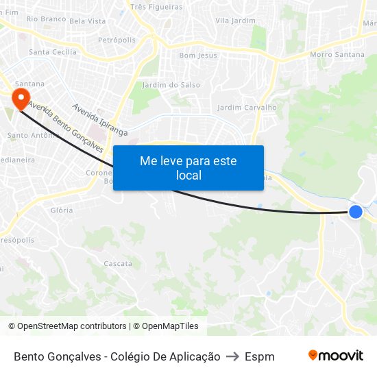 Bento Gonçalves - Colégio De Aplicação to Espm map