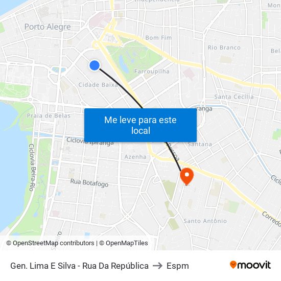 Gen. Lima E Silva - Rua Da República to Espm map