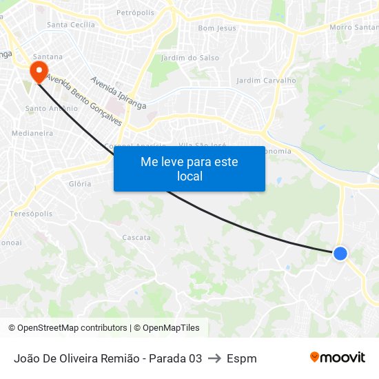 João De Oliveira Remião - Parada 03 to Espm map