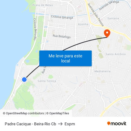 Padre Cacique - Beira-Rio Cb to Espm map