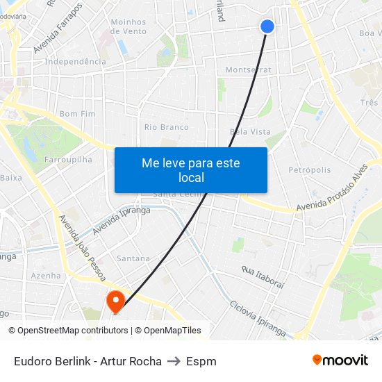 Eudoro Berlink - Artur Rocha to Espm map