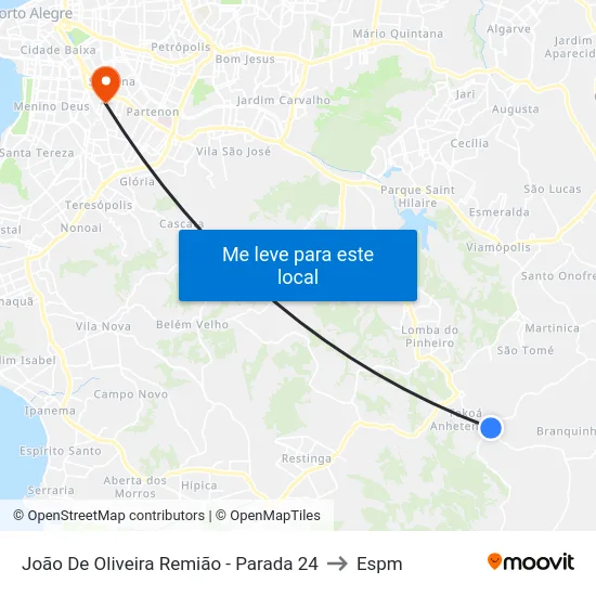 João De Oliveira Remião - Parada 24 to Espm map