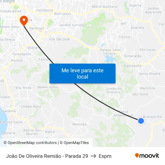 João De Oliveira Remião - Parada 29 to Espm map