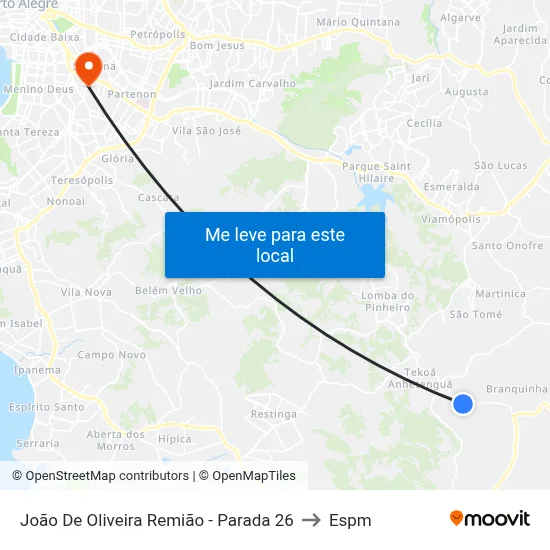 João De Oliveira Remião - Parada 26 to Espm map