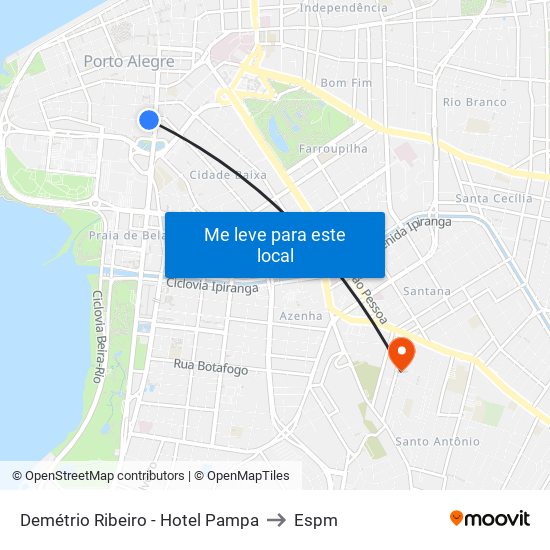Demétrio Ribeiro - Hotel Pampa to Espm map