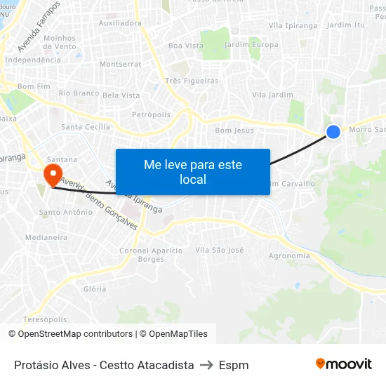 Protásio Alves - Cestto Atacadista to Espm map