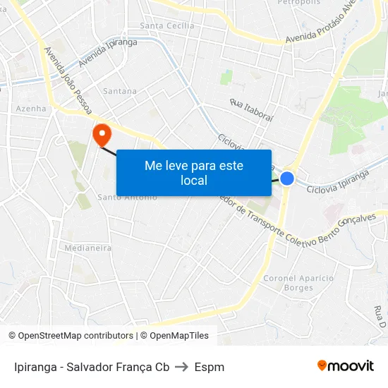 Ipiranga - Salvador França Cb to Espm map