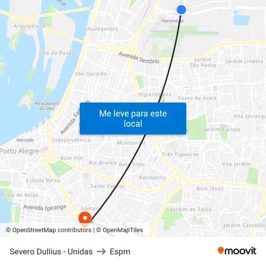 Severo Dullius - Unidas to Espm map