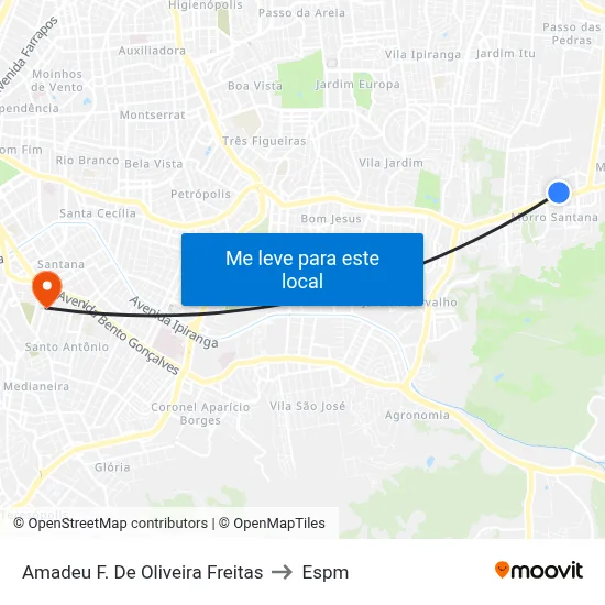 Amadeu F. De Oliveira Freitas to Espm map