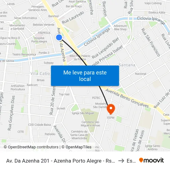 Av. Da Azenha 201 - Azenha Porto Alegre - Rs 91330-140 Brasil to Espm map