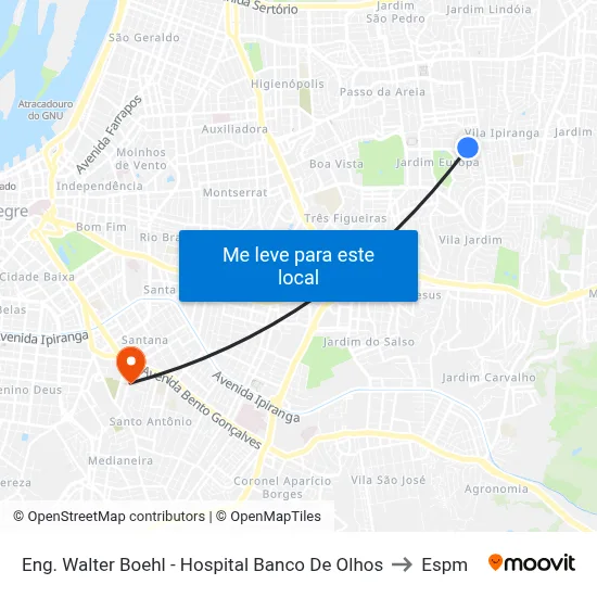 Eng. Walter Boehl - Hospital Banco De Olhos to Espm map
