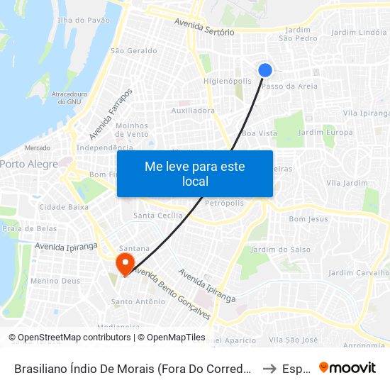Brasiliano Índio De Morais (Fora Do Corredor) to Espm map
