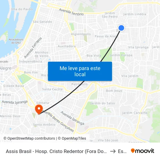 Assis Brasil - Hosp. Cristo Redentor (Fora Do Corredor) to Espm map