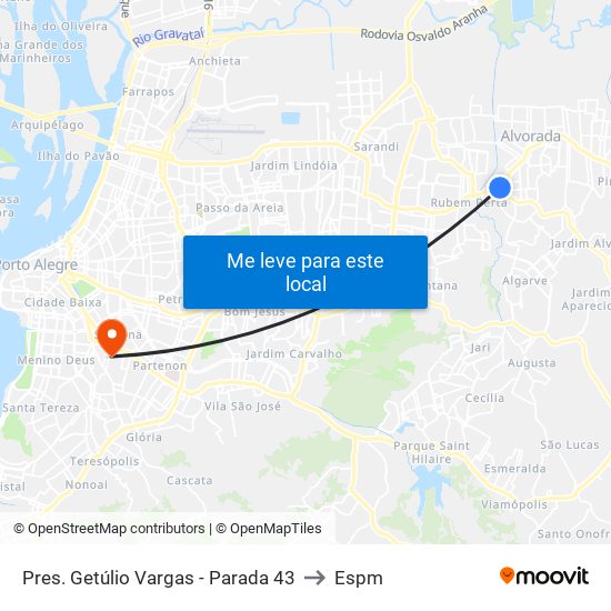 Pres. Getúlio Vargas - Parada 43 to Espm map