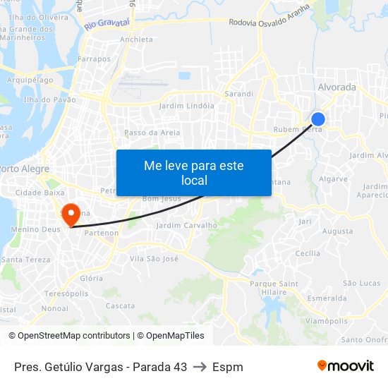 Pres. Getúlio Vargas - Parada 43 to Espm map