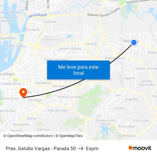 Pres. Getúlio Vargas - Parada 50 to Espm map