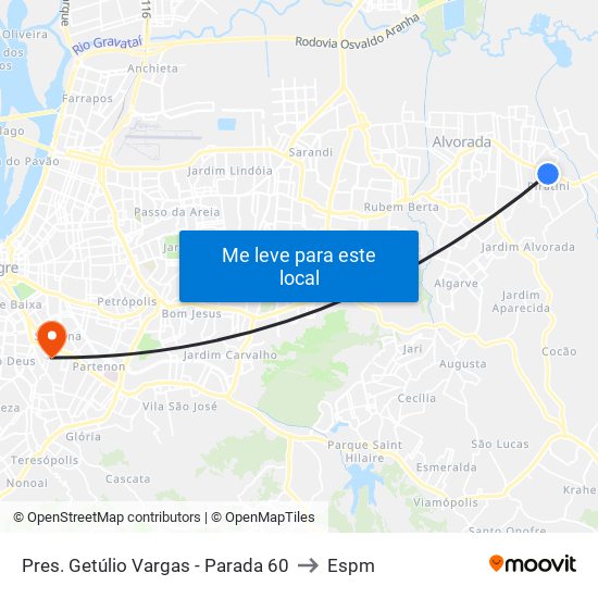 Pres. Getúlio Vargas - Parada 60 to Espm map