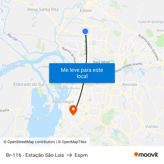 Br-116 - Estação São Luis to Espm map