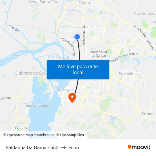 Saldanha Da Gama - 550 to Espm map