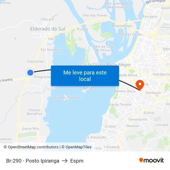 Br-290 - Posto Ipiranga to Espm map