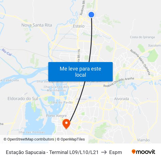 Estação Sapucaia - Terminal L09/L10/L21 to Espm map