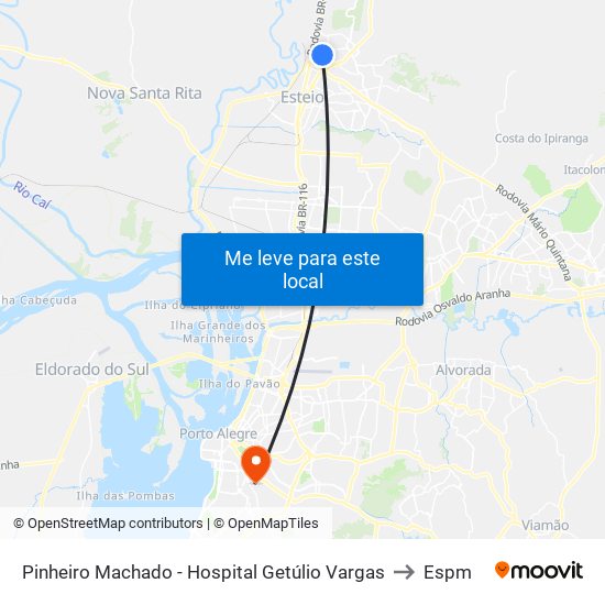 Pinheiro Machado - Hospital Getúlio Vargas to Espm map