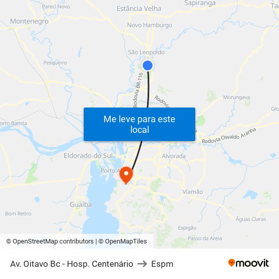 Av. Oitavo Bc - Hosp. Centenário to Espm map