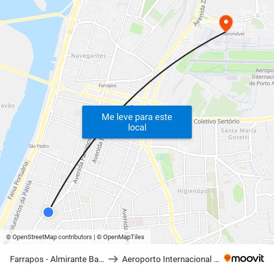 Farrapos - Almirante Barroso (Fora Do Corredor) to Aeroporto Internacional Salgado Filho - Terminal 1 map