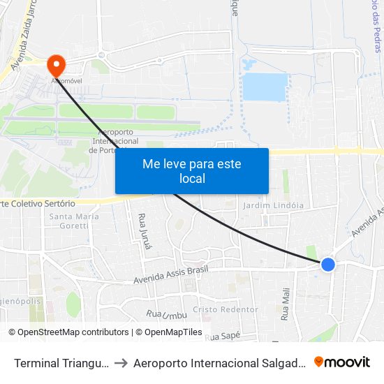 Terminal Triangulo [Lateral] to Aeroporto Internacional Salgado Filho - Terminal 1 map