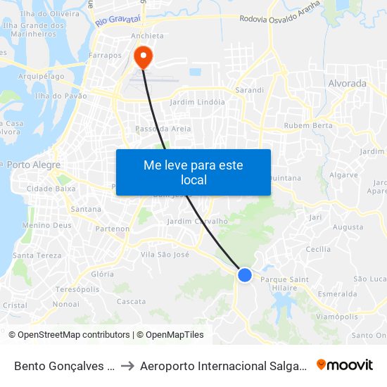 Bento Gonçalves - Veterinária to Aeroporto Internacional Salgado Filho - Terminal 1 map