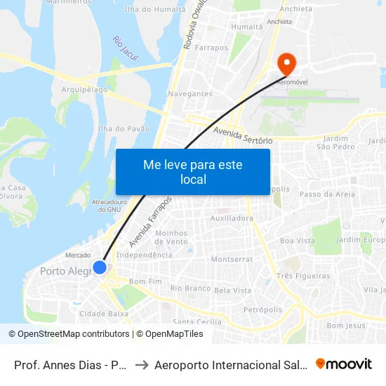 Prof. Annes Dias - Pça. Dom Feliciano to Aeroporto Internacional Salgado Filho - Terminal 1 map
