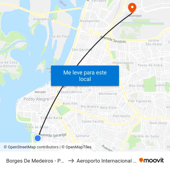 Borges De Medeiros - Praia De Belas Shopping Cb to Aeroporto Internacional Salgado Filho - Terminal 1 map