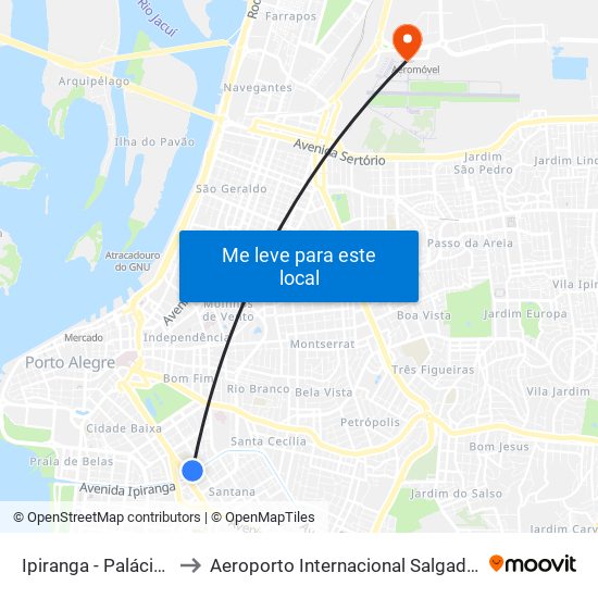 Ipiranga - Palácio Da Polícia to Aeroporto Internacional Salgado Filho - Terminal 1 map