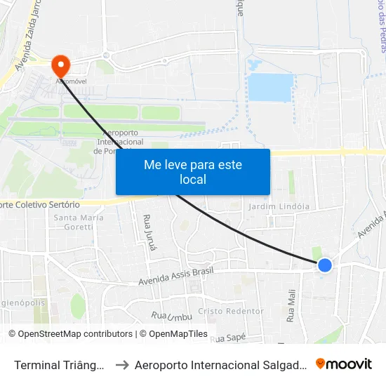 Terminal Triângulo (18)(24) to Aeroporto Internacional Salgado Filho - Terminal 1 map