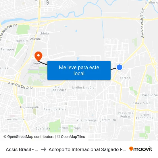 Assis Brasil - Sarandi to Aeroporto Internacional Salgado Filho - Terminal 1 map