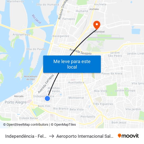 Independência - Felipe Camarão Cb to Aeroporto Internacional Salgado Filho - Terminal 1 map