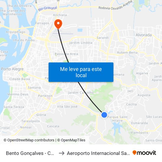 Bento Gonçalves - Colégio De Aplicação to Aeroporto Internacional Salgado Filho - Terminal 1 map