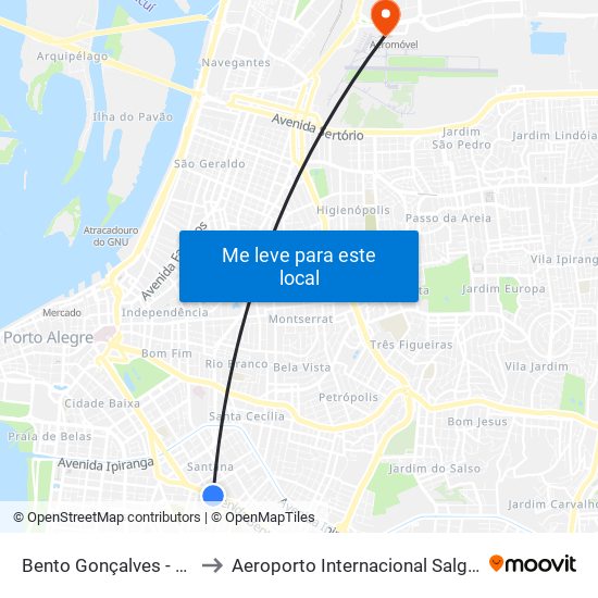 Bento Gonçalves - Jaime Telles Cb to Aeroporto Internacional Salgado Filho - Terminal 1 map