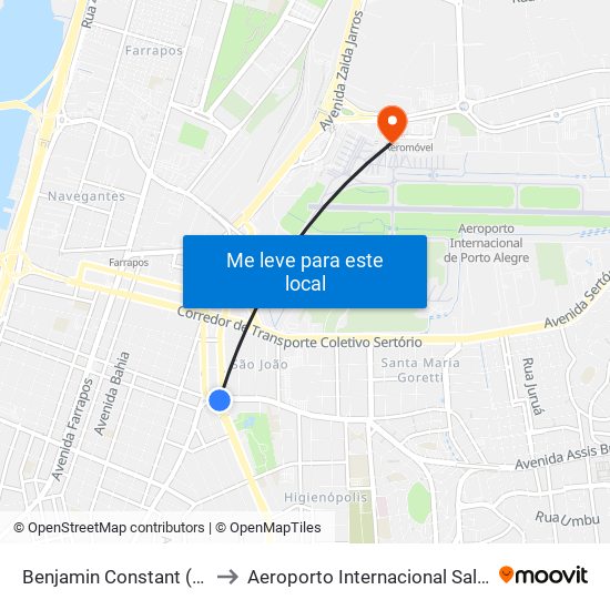 Benjamin Constant (Fora Do Corredor) to Aeroporto Internacional Salgado Filho - Terminal 1 map