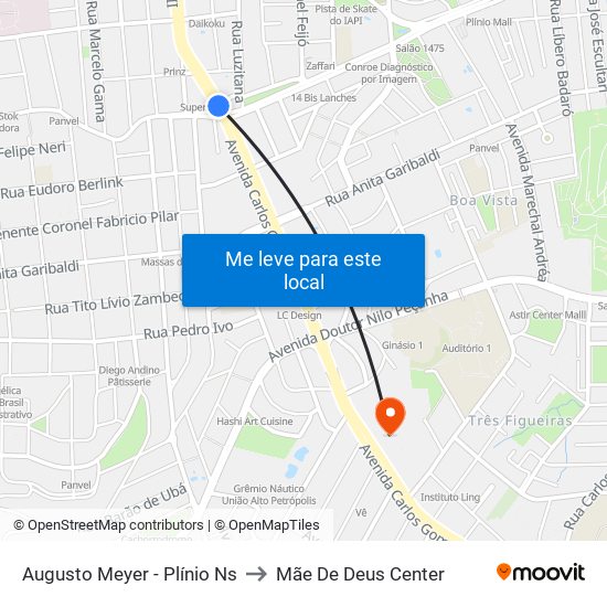 Augusto Meyer - Plínio Ns to Mãe De Deus Center map