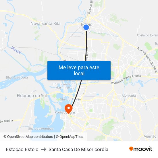 Estação Esteio to Santa Casa De Misericórdia map